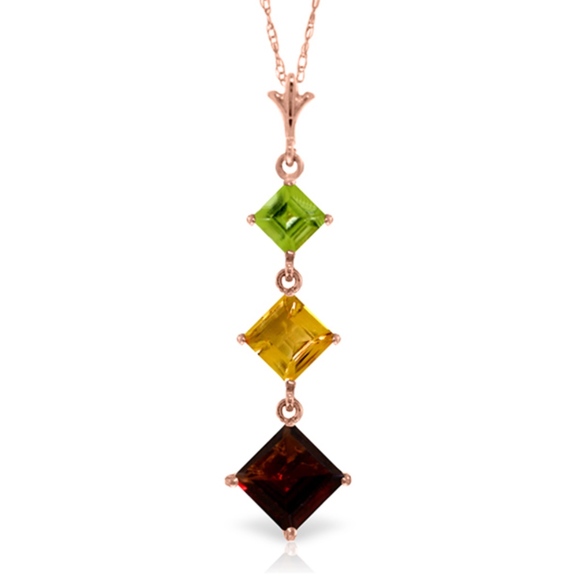 Galaxy Gold Products Jewelry - 14K. GOLD NECKLACE WITH PERIDOT, CITRINE & GARNET